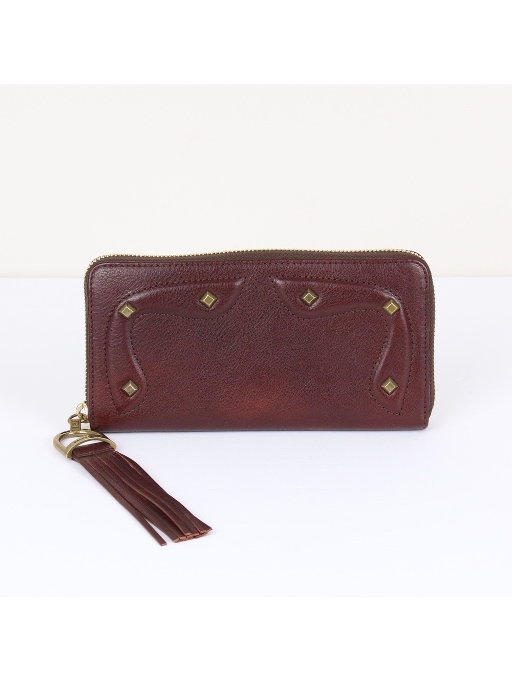 Ralph Lauren Studded Leather Long Wallet Tassel Equestrian